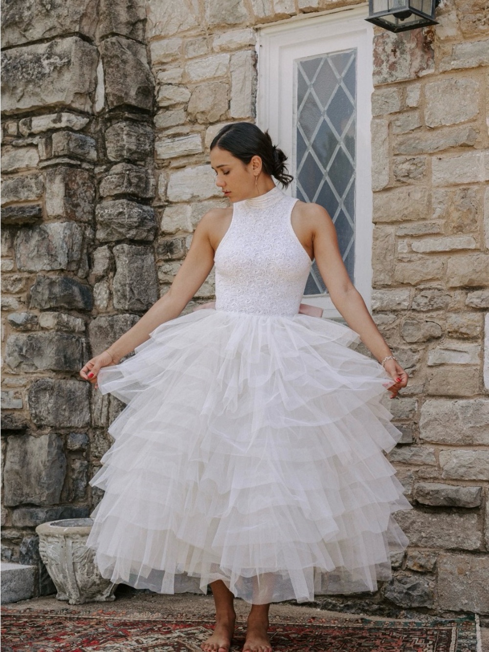 80s/90s Lace Bodice Tulle Skirt Gown Girls